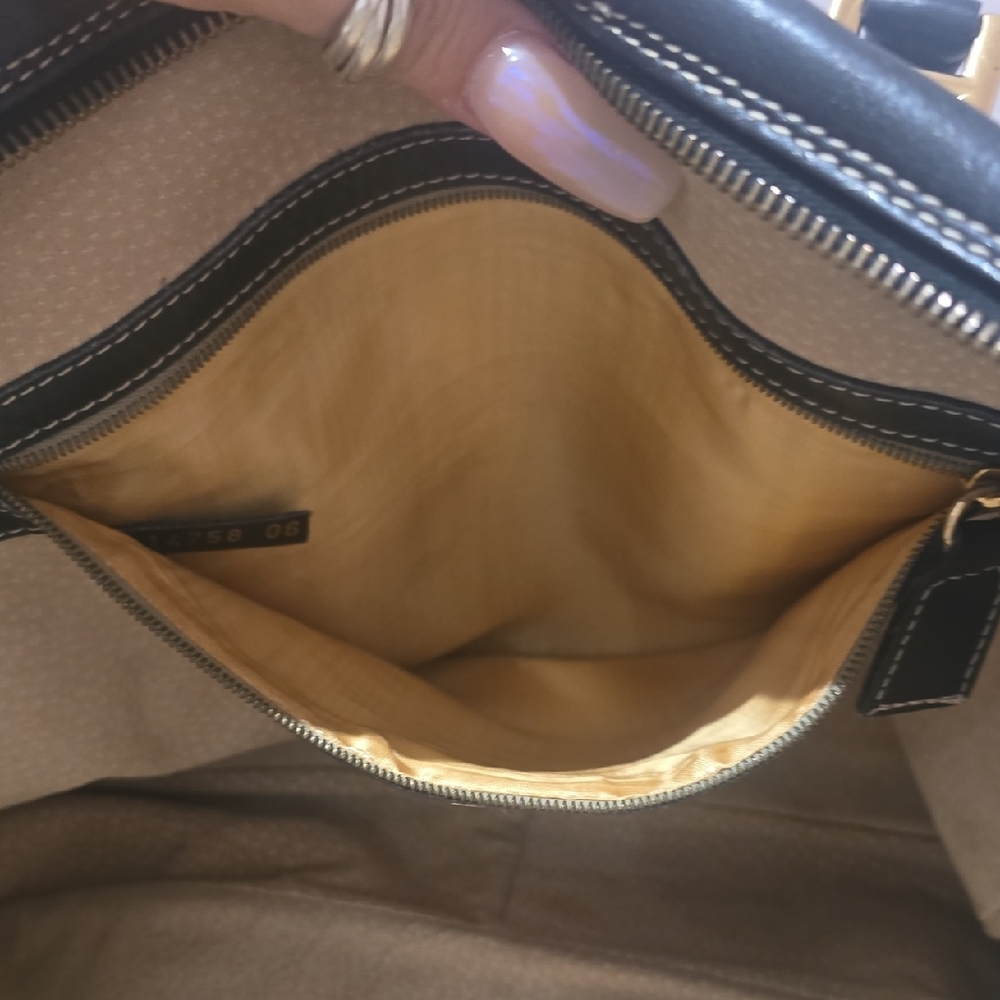 Fendi Black Leather Ventage Handbag with Gold Accents Authentic - Picture 11 of 16